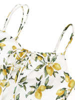 Cotton Lemon Print Strap Dress And Cardigan Two-Piece Set GOELIA
