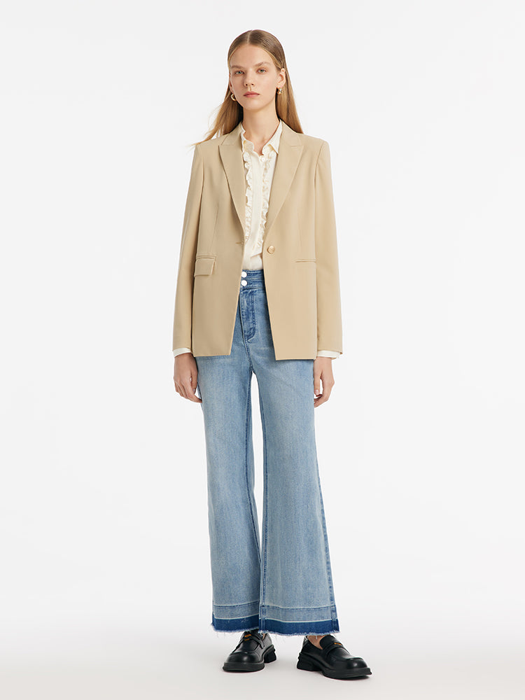 Notched Lapel One Button Women Blazer GOELIA