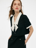 Faux Two-Piece Women Midi Dress With Detachable Bowknot GOELIA
