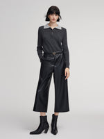 PU Leather Wide Leg Women Pants GOELIA