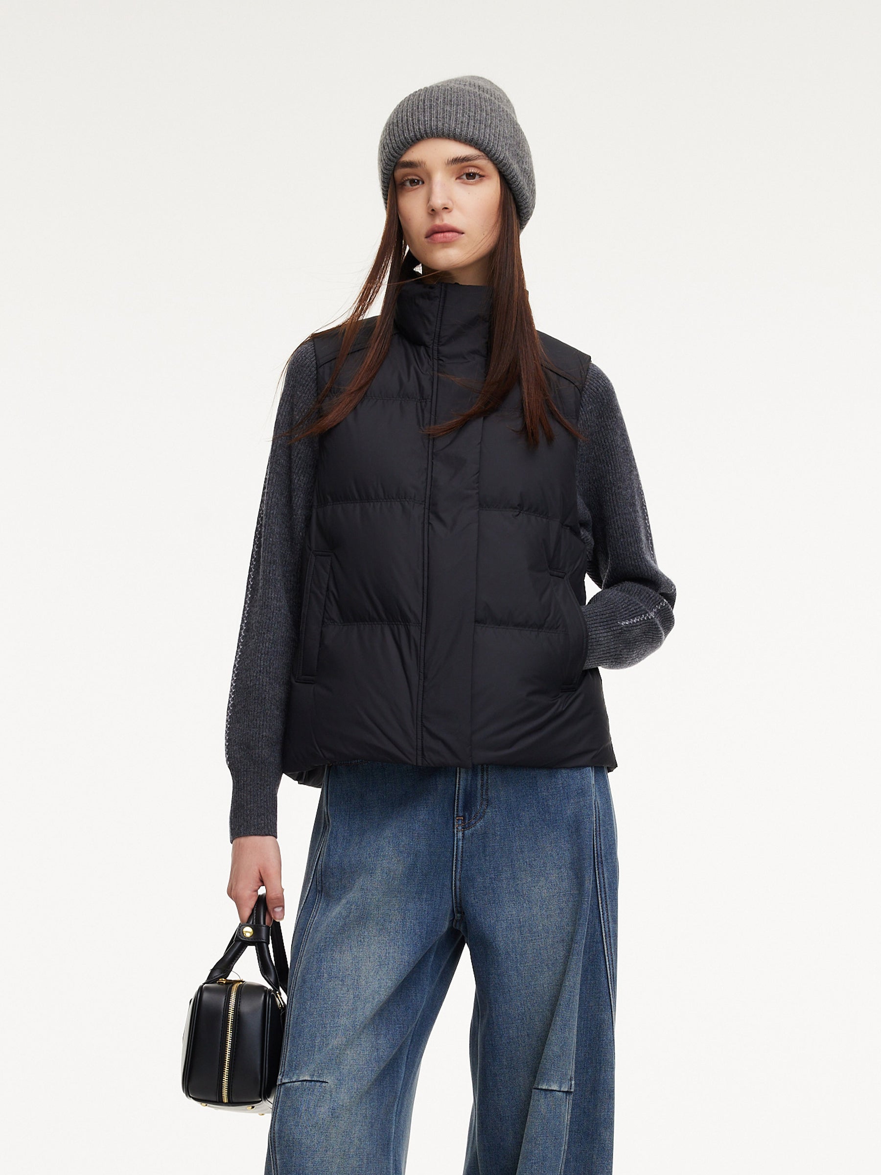 Stand Collar Zip-Up Goose Down Vest GOELIA