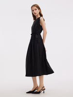 18MM Xiang Yun Silk Sleeveless Women Self-Tie Belt Maxi Dress GOELIA