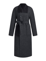 Cashmere Wool Blend Double-Faced Women Self-Tie Belt Overcoat GOELIA