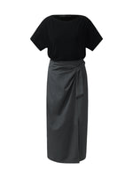 Black Acetate Top And Skirt Two-Piece Set GOELIA