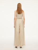 Tencel Acetate Linen Blend Women Straight Leg Pants GOELIA