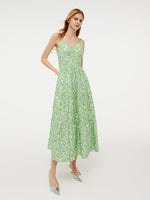Cotton Floral Print Women Slip Maxi Dress With Detachable Bra Pads GOELIA