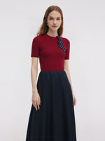 Tencel Blend Burgundy Women Knit Top GOELIA