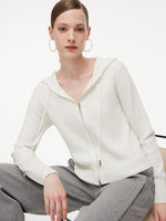 Wool Blend Heart Embroidered Women Hooded Cardigan GOELIA