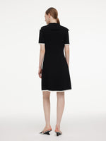 Lyocell Blend Contrast Trim Half-Zip Women Knit Mini Dress GOELIA