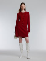 [Preview] 100% Wool Rhinestone Cardigan And Skirt Two-Piece Set GOELIA
