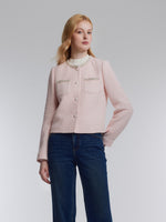 [Preview] Tweed Beaded Neck Women Cropped Jacket GOELIA