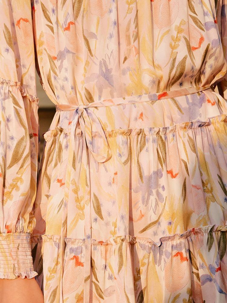 19 Momme Silk Floral Dress GOELIA