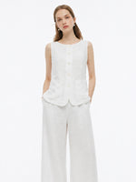 100% Linen Vest And Pants Two-Piece Set GOELIA