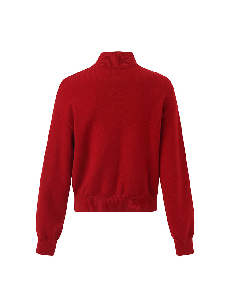 Tencel Wool Blend Mock Neck Sequins Women Sweater GOELIA