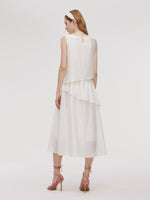 Tencel Blend Ruffle Women Tiered Sleeveless Midi Dress GOELIA