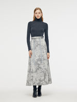 Silver Floral Jacquard Women Mamianqun With Bottomed Skirt GOELIA