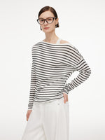 Triacetate Tencel Blend Stripe Boat Neck Top And Tank Top Two-Piece Set GOELIA