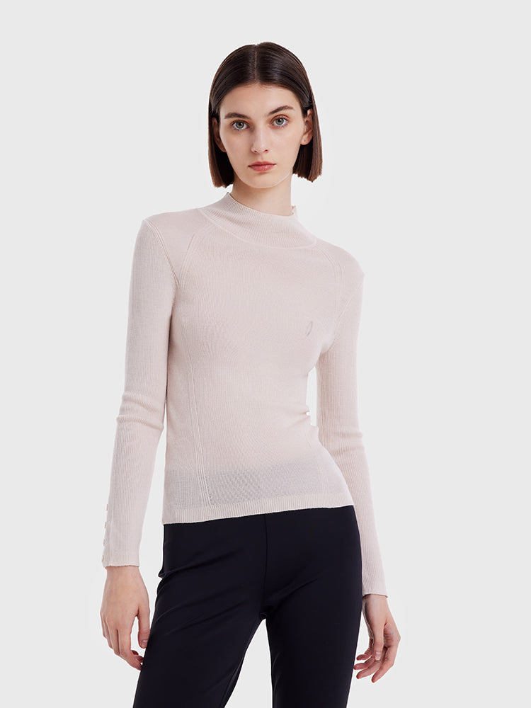 Pure Wool Mock Neck Sheath Sweater GOELIA