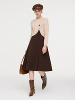 Lyocell Wool Blend Sweater And Knit Vest Dress Two-Piece Set GOELIA