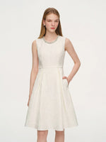 [Preview] Jacquard Beaded Neckline Women Sleeveless Midi Dress GOELIA