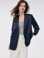 Triacetate 3/4 Ruched Sleeves Women Blazer GOELIA