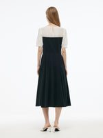 Tencel Blend Mock Layered Women A-Line Maxi Dress GOELIA