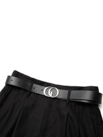 100% Worsted Wool Straight Leg Women Pants With Belt GOELIA