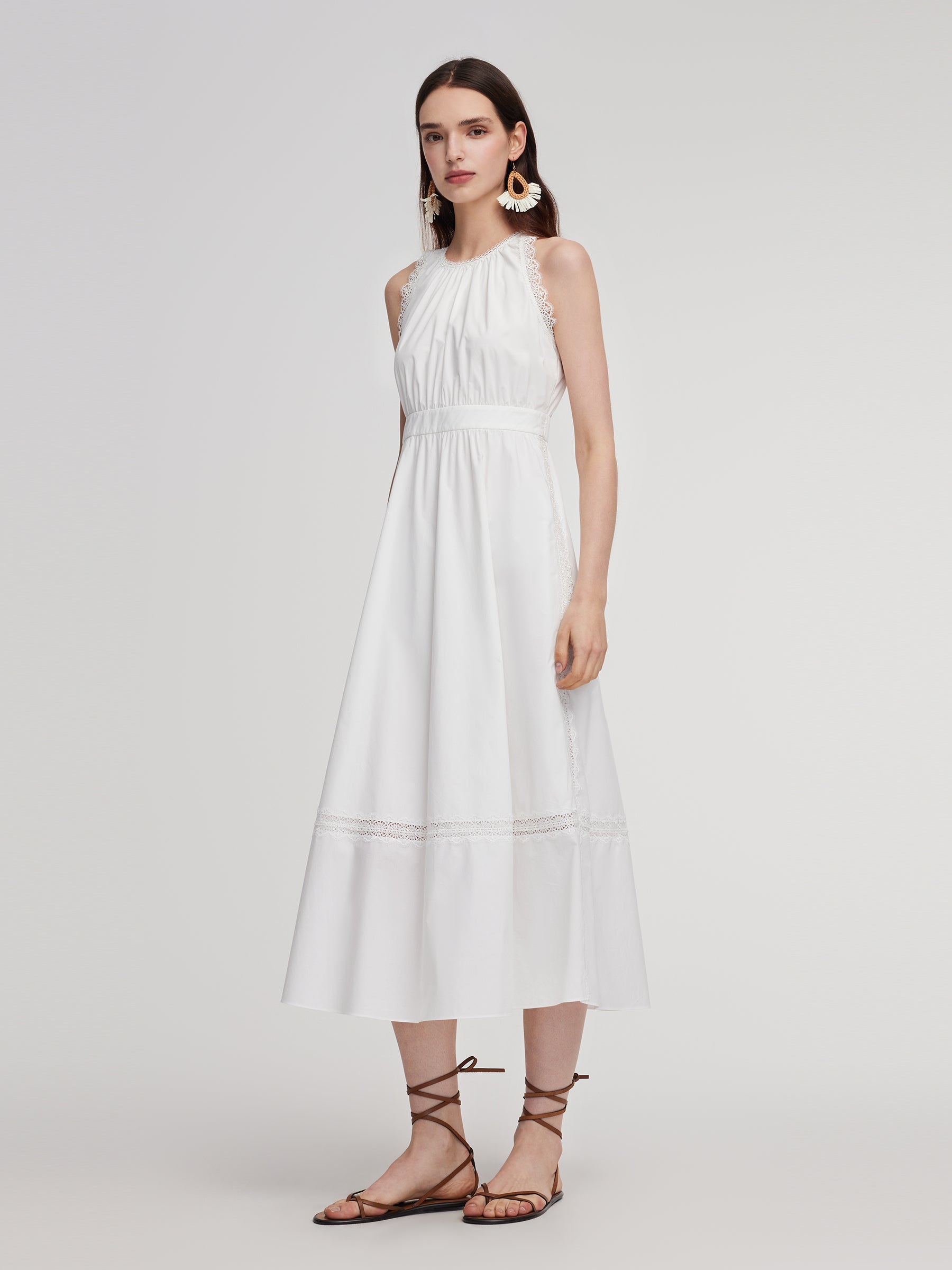 100% Cotton A-Line Women Maxi Vest Dress GOELIA