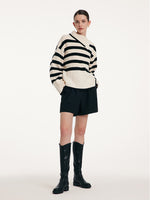 Thermostatic Wool Loose Striped Button-Shoulder Sweater GOELIA