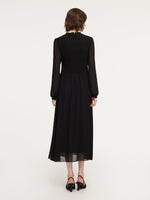 Ruffle Round Neck Women Smocked Maxi Dress GOELIA