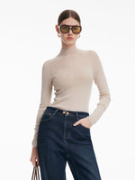 [Preview] 100% Wool Seamless Mock Neck Women Knit Top GOELIA