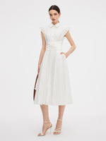Tencel Blend Ruffle Cap Sleeve Women Maxi Dress GOELIA