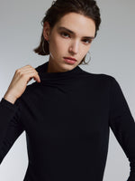 [Preview] Tencel Acetate Silk Blend Women Mock Neck Knit Top GOELIA