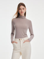 [Preview] Tencel Acetate Silk Blend Women Mock Neck Knit Top GOELIA