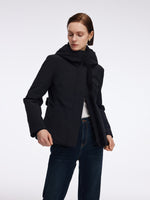 Gathered Waist Hooded Goose Down Jacket With Belt GOELIA