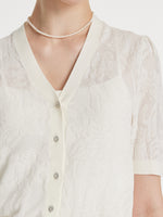 Iris Jacquard Sequins Single-Breasted Knitted Women Cardigan GOELIA