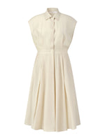 Tencel Acetate Linen Blend Cap Sleeve Women Midi Shirt Dress GOELIA