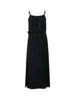 18 Momme Xiang Yun Silk Women Spaghetti Strap Maxi Dress With 3D Rose Belt GOELIA