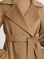 Camel Pure Cashmere Lapel Women Coat GOELIA