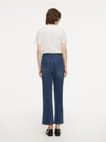 Acetate Blend Denim Adjustable Waist Women Ankle-Length Jeans GOELIA