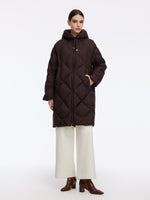 Diamond Quilted Hooded Unisex Long Goose Down Coat GOELIA