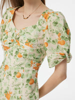 Cotton Floral Print Twist Front Women Midi Dress GOELIA