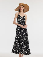 19 匁 マルベリー シルク アイリス プリントキャミワンピース シュシュ  