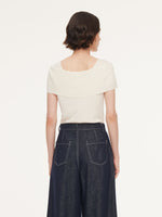 Lyocell Blend Off Shoulder Women Knit Top With Detachable Magnetic Flower GOELIA