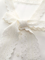 Acetate Blend Lace Bow Tie Women Shirt GOELIA