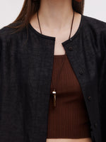 18MM Gambiered Canton Gauze Round Neck Women Shirt GOELIA