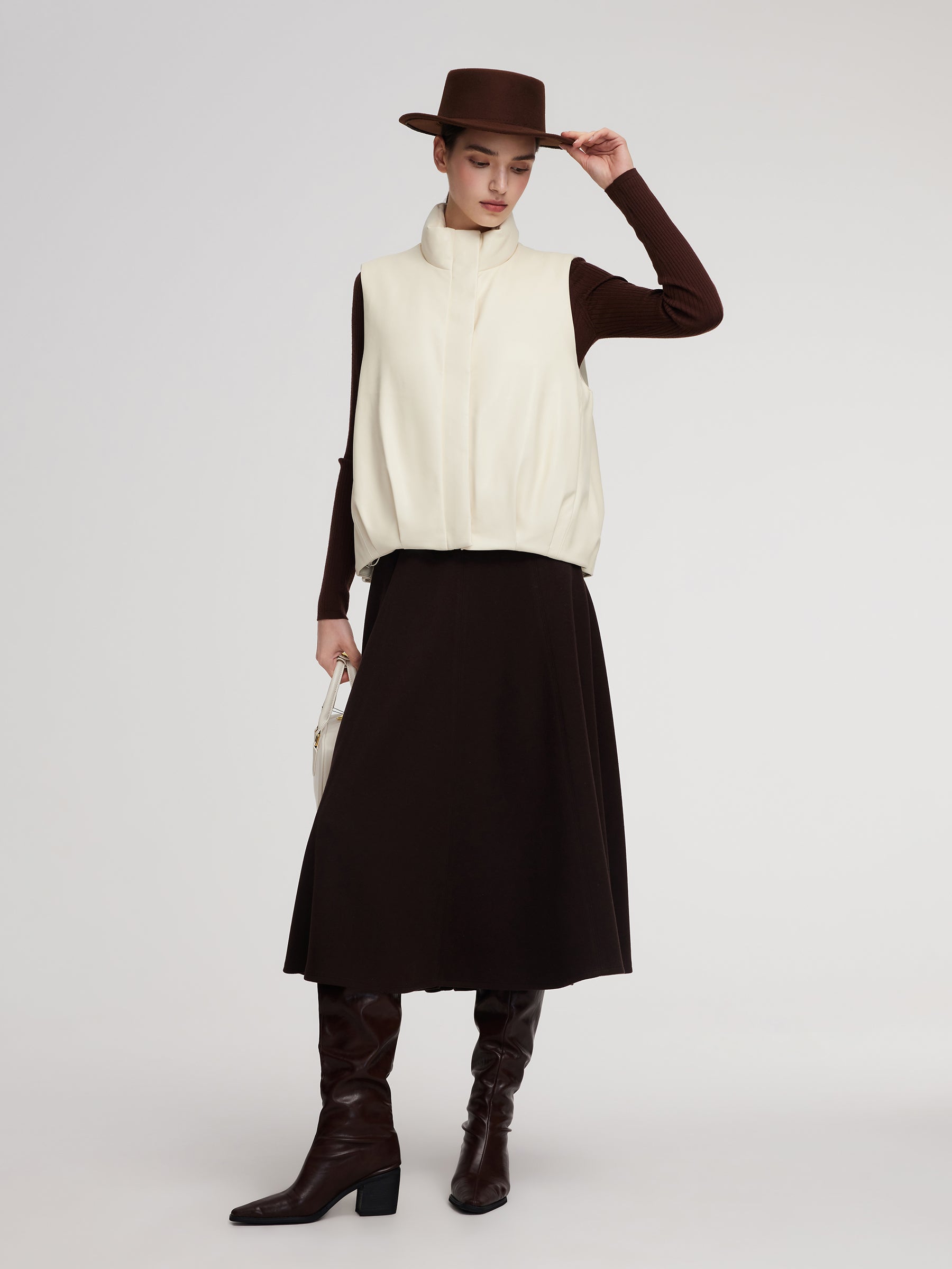 Eco-friendly Leather Goose Down Vest GOELIA