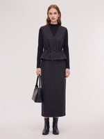 [Preview] Vest & Knit Top & Skirt Three-Piece Set With Belt GOELIA