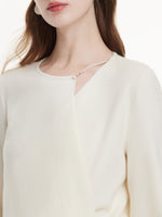 Lyocell Wool Blend Asymmetrical Neck Women Knit Top GOELIA