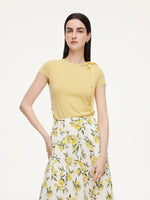 Triacetate Lyocell Blend Women Ribbon Knit Top GOELIA